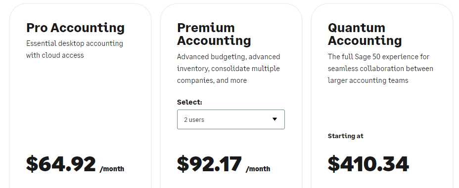 saga 50 acconting pricing
