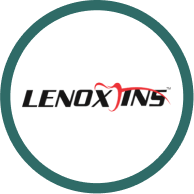 LENOXINS circular logo in black and red, representing Lenox Instruments, a dental e-commerce company focused on sales growth.